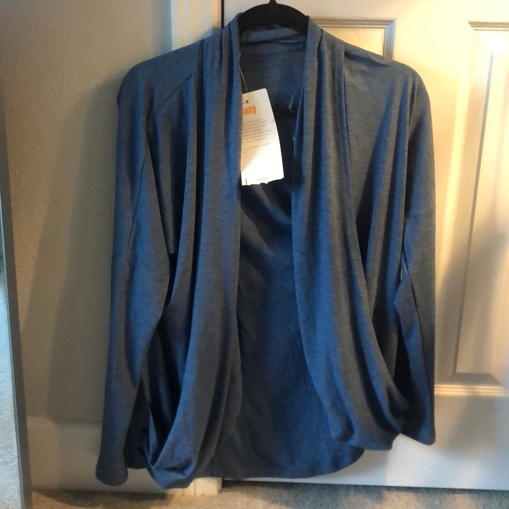 Workout material blue cardigan